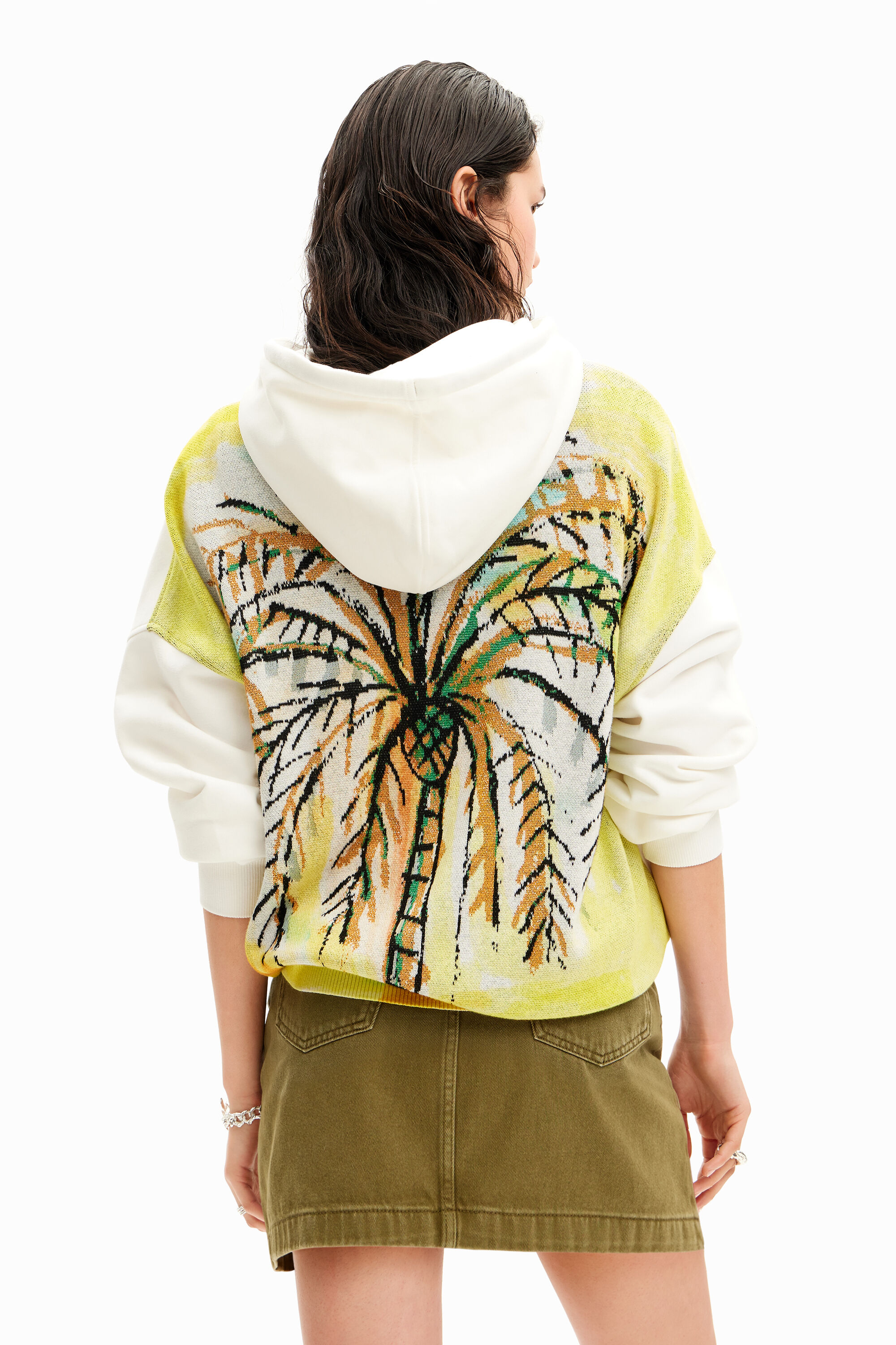 Oversize palm tree hoodie - WHITE - S