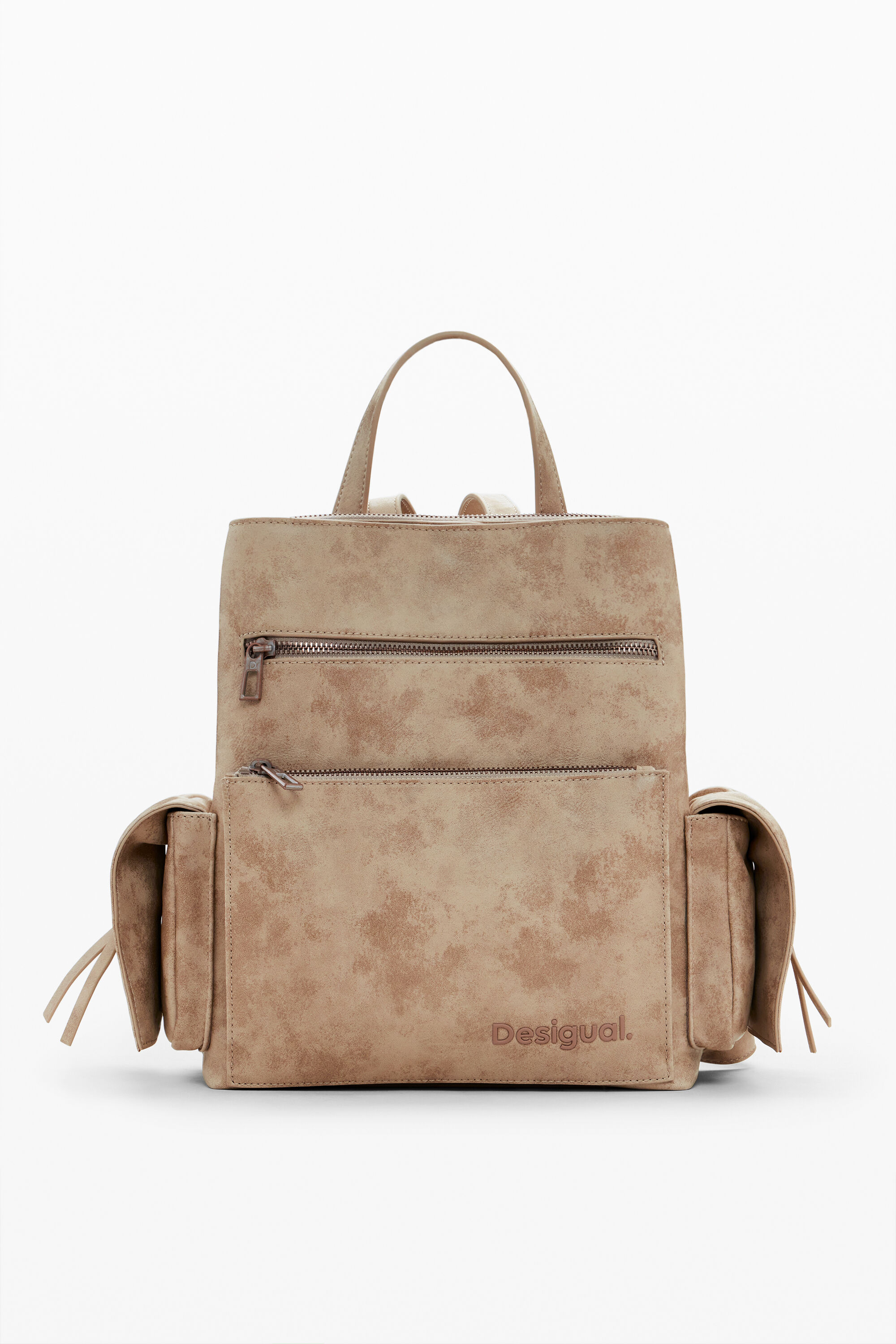Desigual Medium Faux Leather Effect Backpack In White