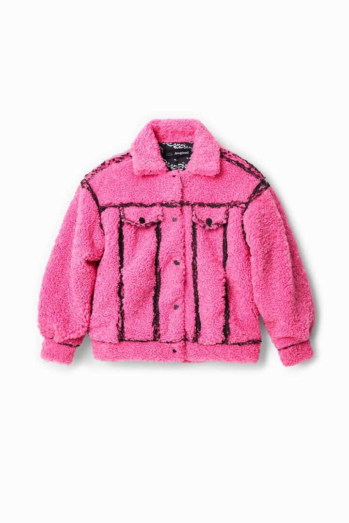 Oversize sheepskin-effect jacket