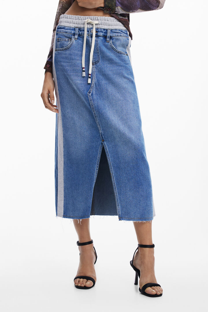 Falda midi denim híbrida | Desigual