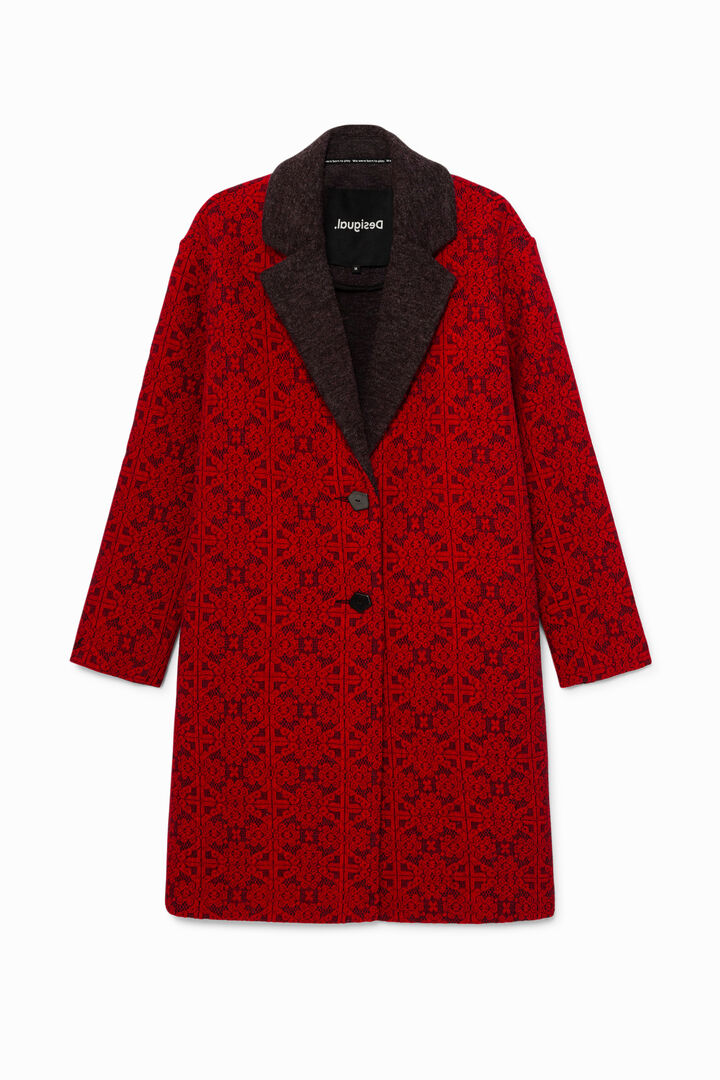 Long tricot coat friezes | Desigual