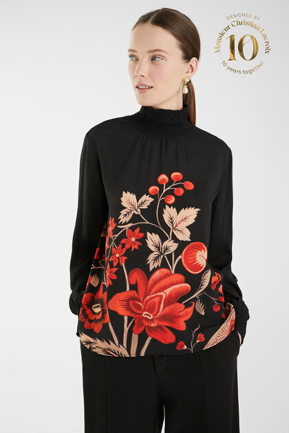 High neck floral blouse