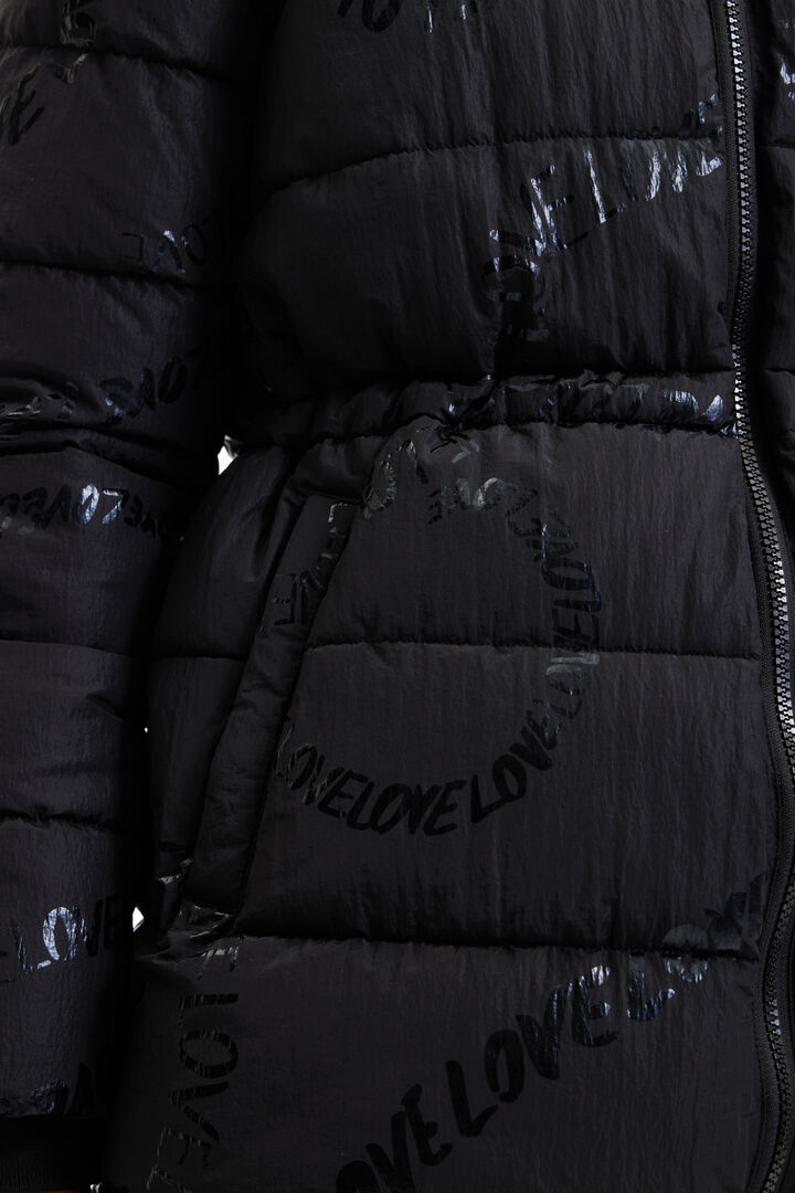 Padded long coat with text | Desigual
