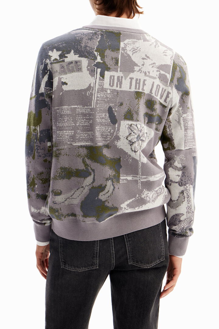 Jacquard newspaper pullover | Desigual