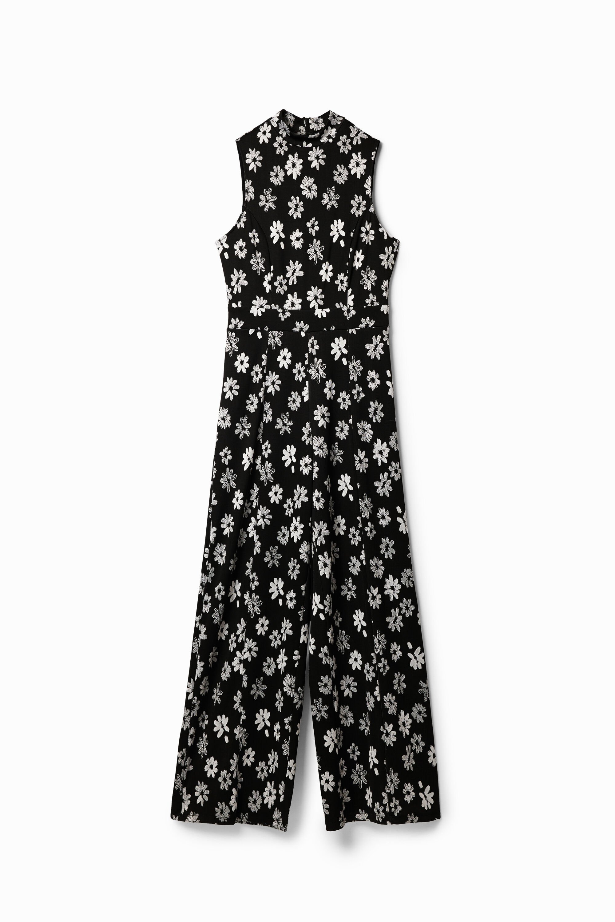 Desigual, Jumpsuit kontrastierende Blumen, Damen, Polyester, Schwarz, S