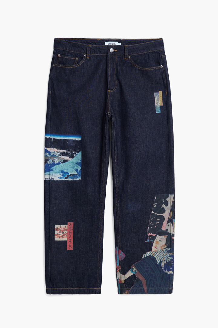 Jeans con stampa orientale