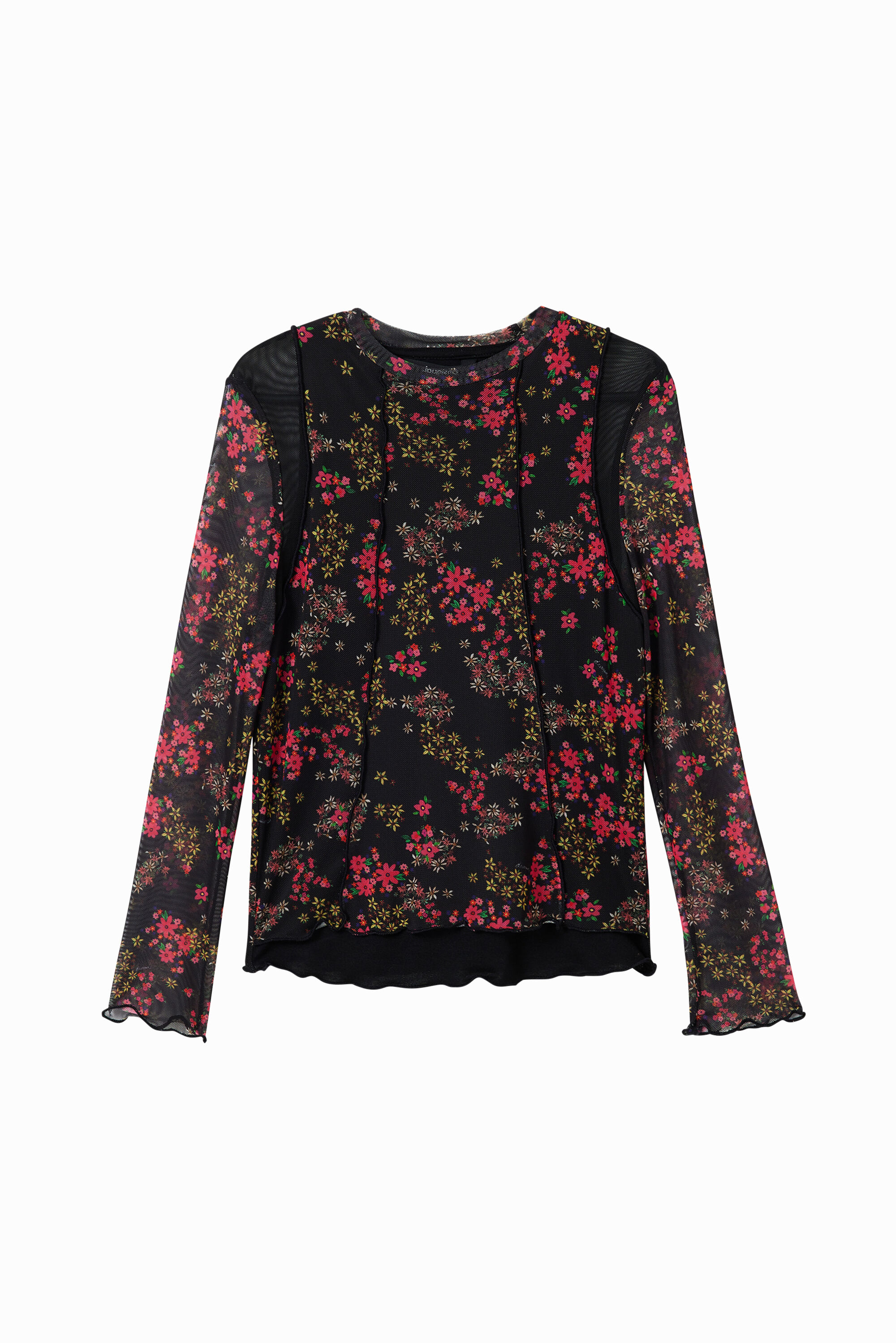 Floral tulle T-shirt