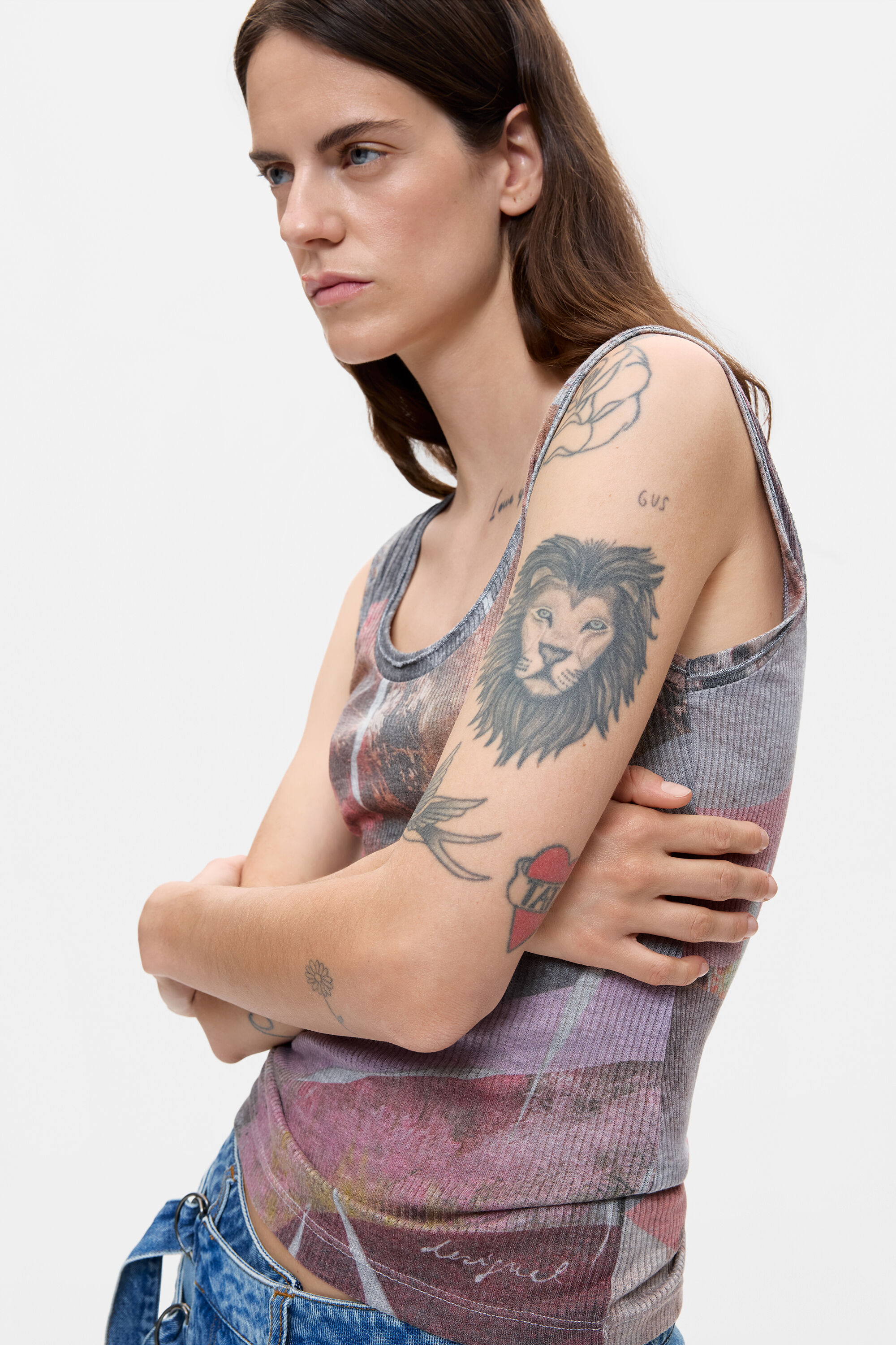 Desigual, Camiseta de alças de malha, Preto, XS