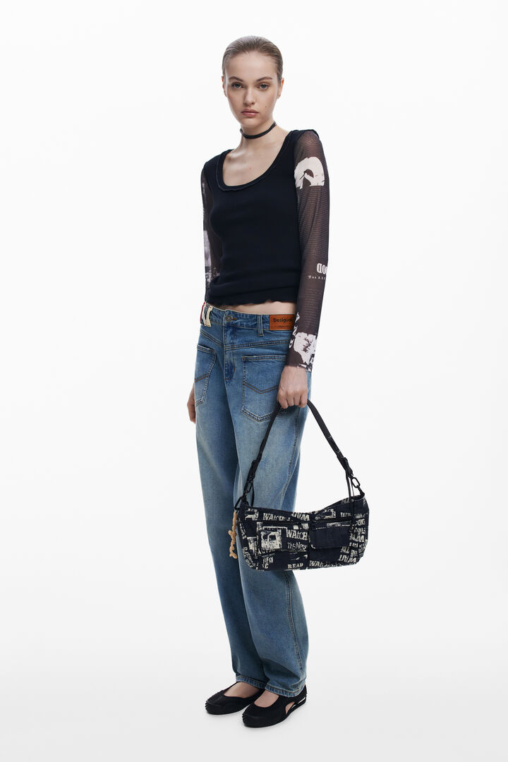 Medium newspaper handbag | Desigual