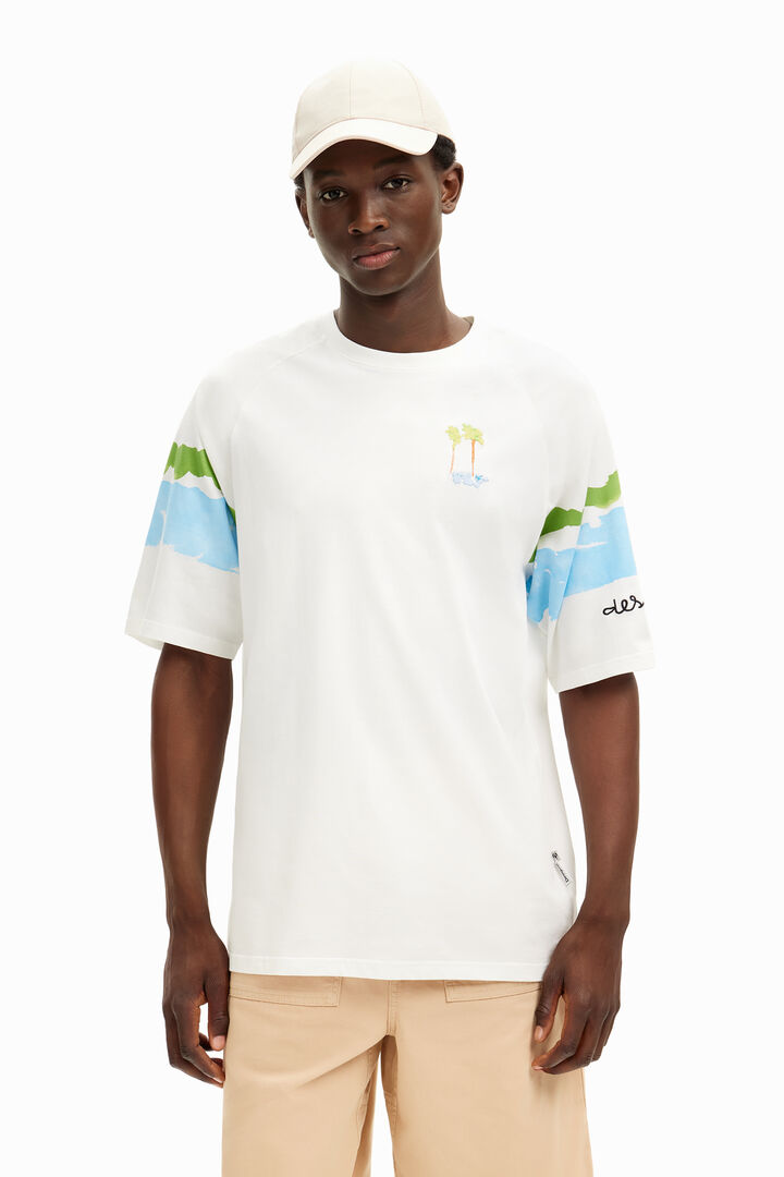 Camiseta palmeras acuarela