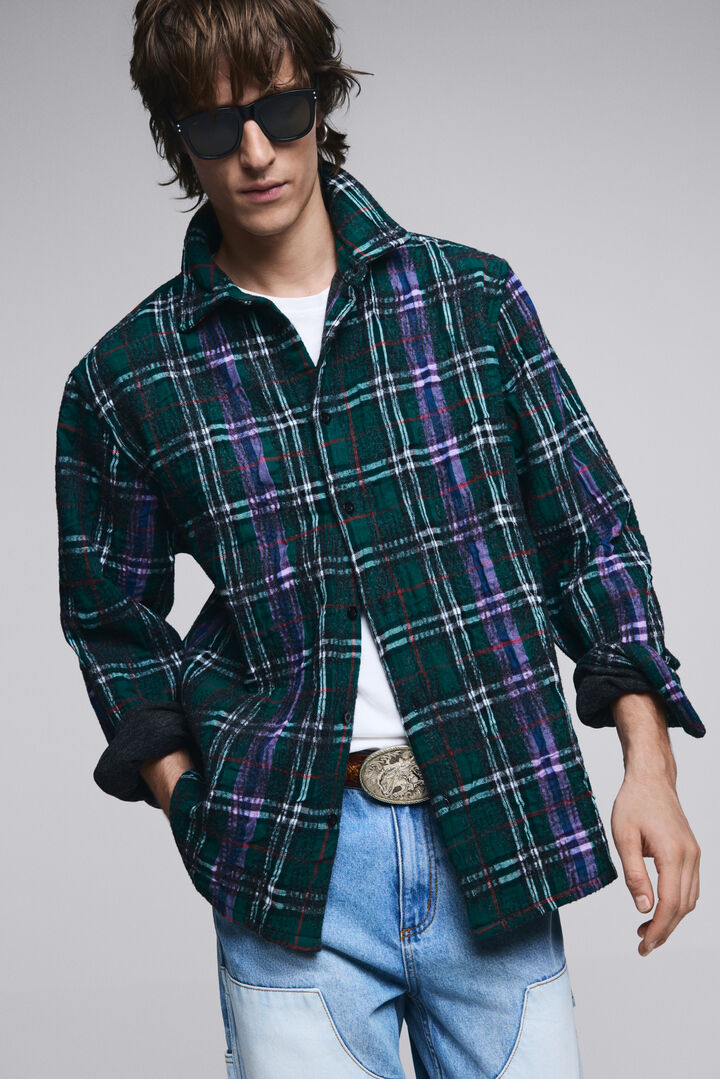 Long-sleeve checkered shirt with zipper | Desigual