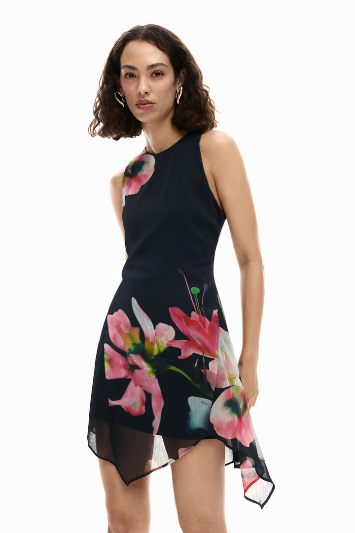 Asymmetric floral dress | Desigual