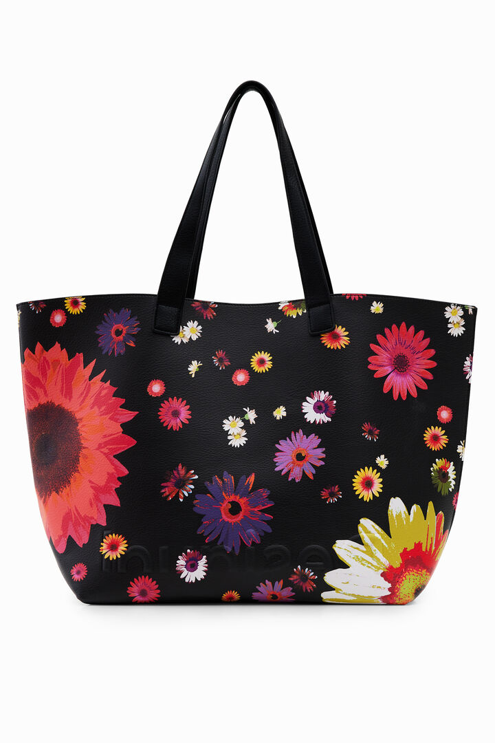 Extra-large reversible floral shopper bag | Desigual