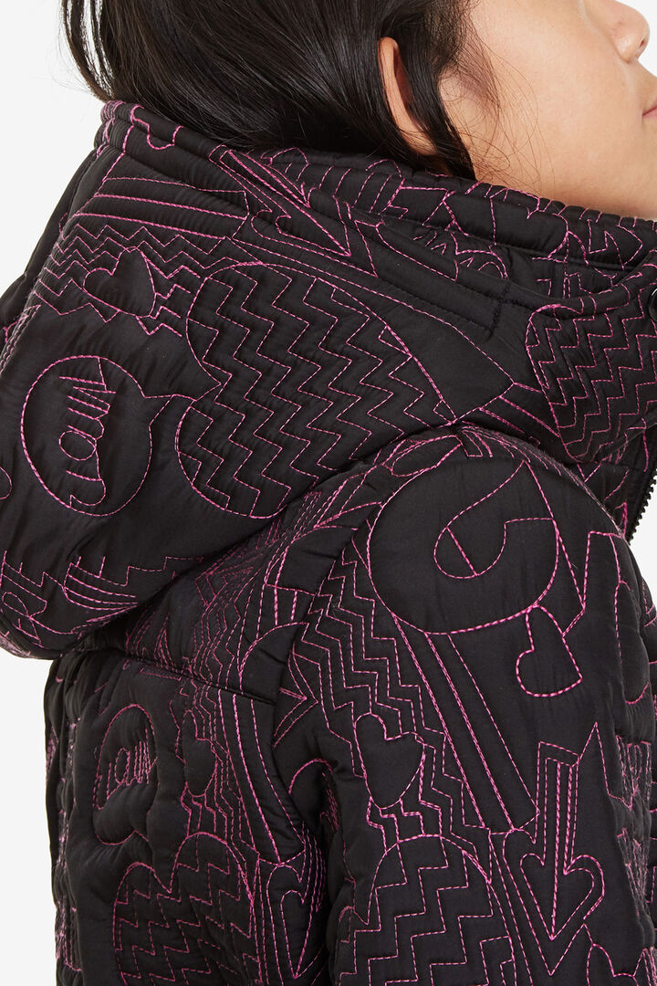 Short embroidered down hood | Desigual