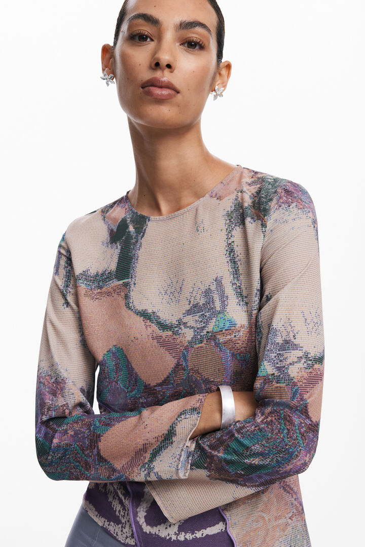 Camiseta asimétrica estampada | Desigual