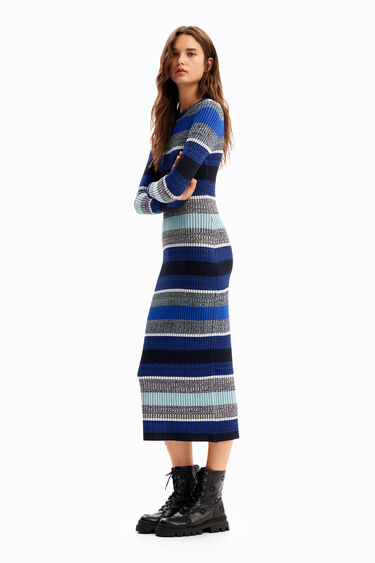 Stripy ribbed midi dress | Desigual