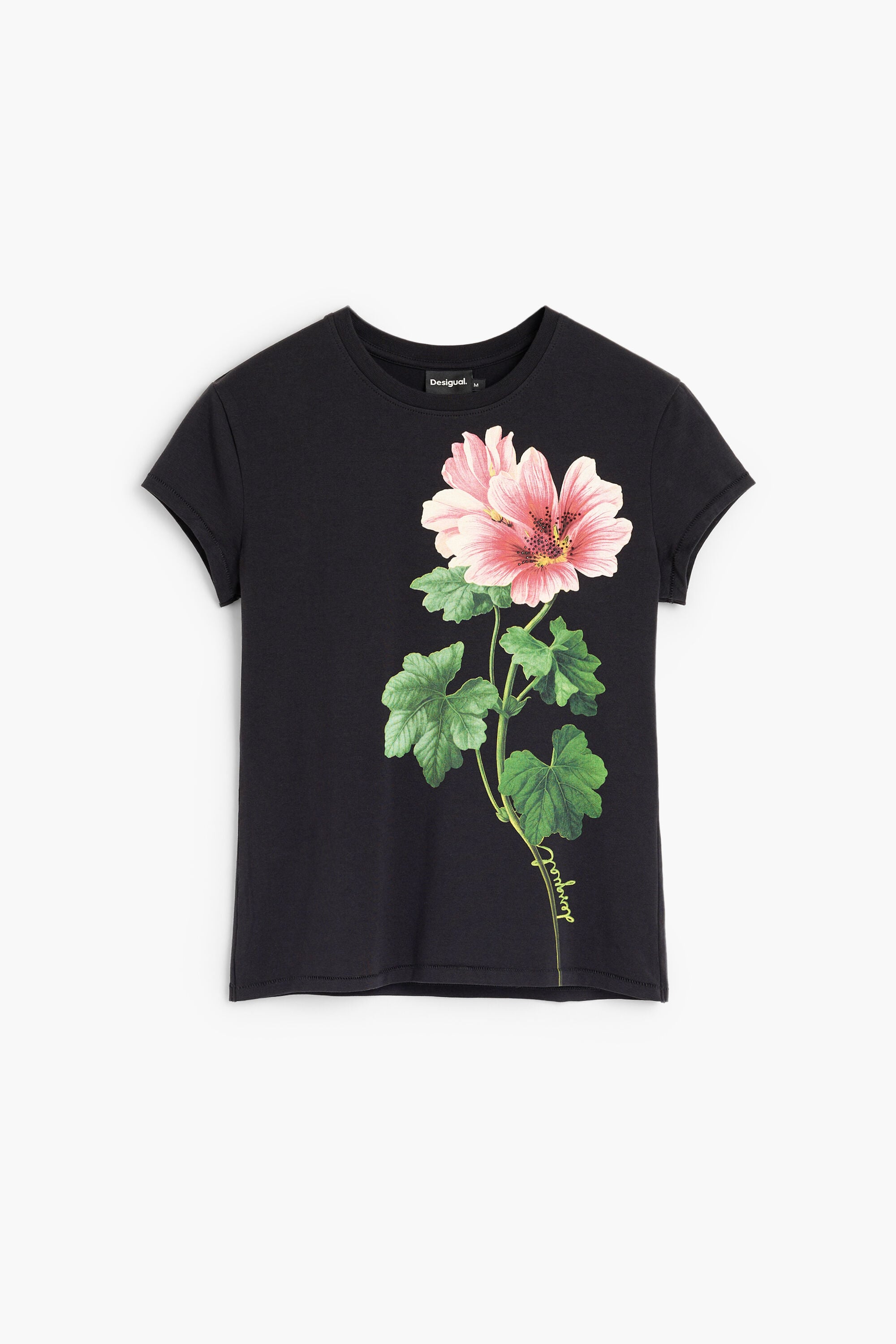 花柄プリントTシャツ 黒 女性用 I Desigual.com