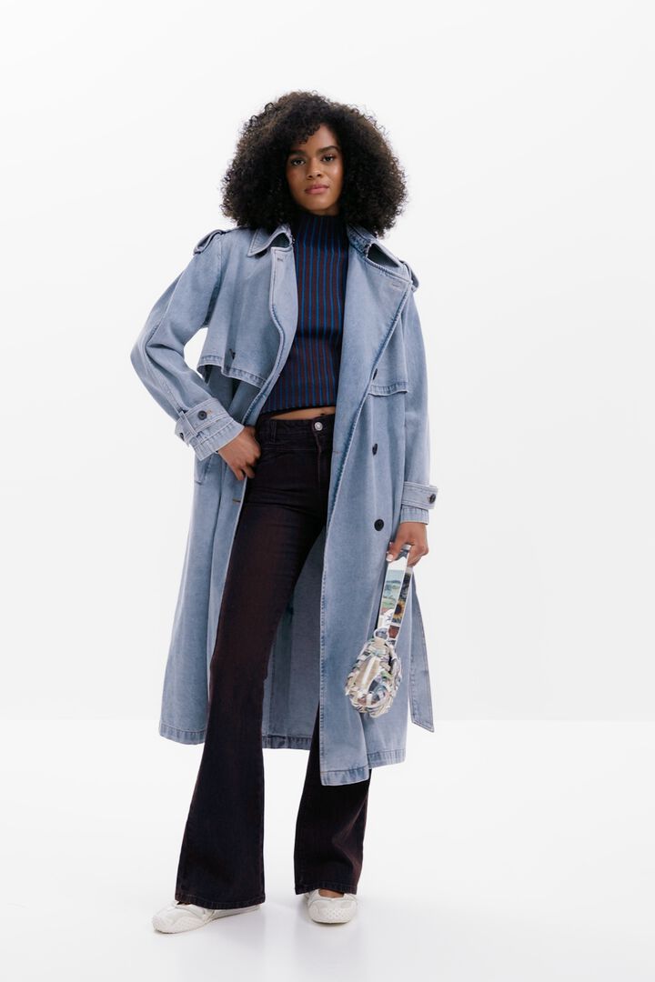 Denim trench coat with belt | Desigual