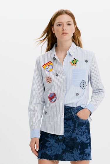 Gestreept shirt met college-patches | Desigual