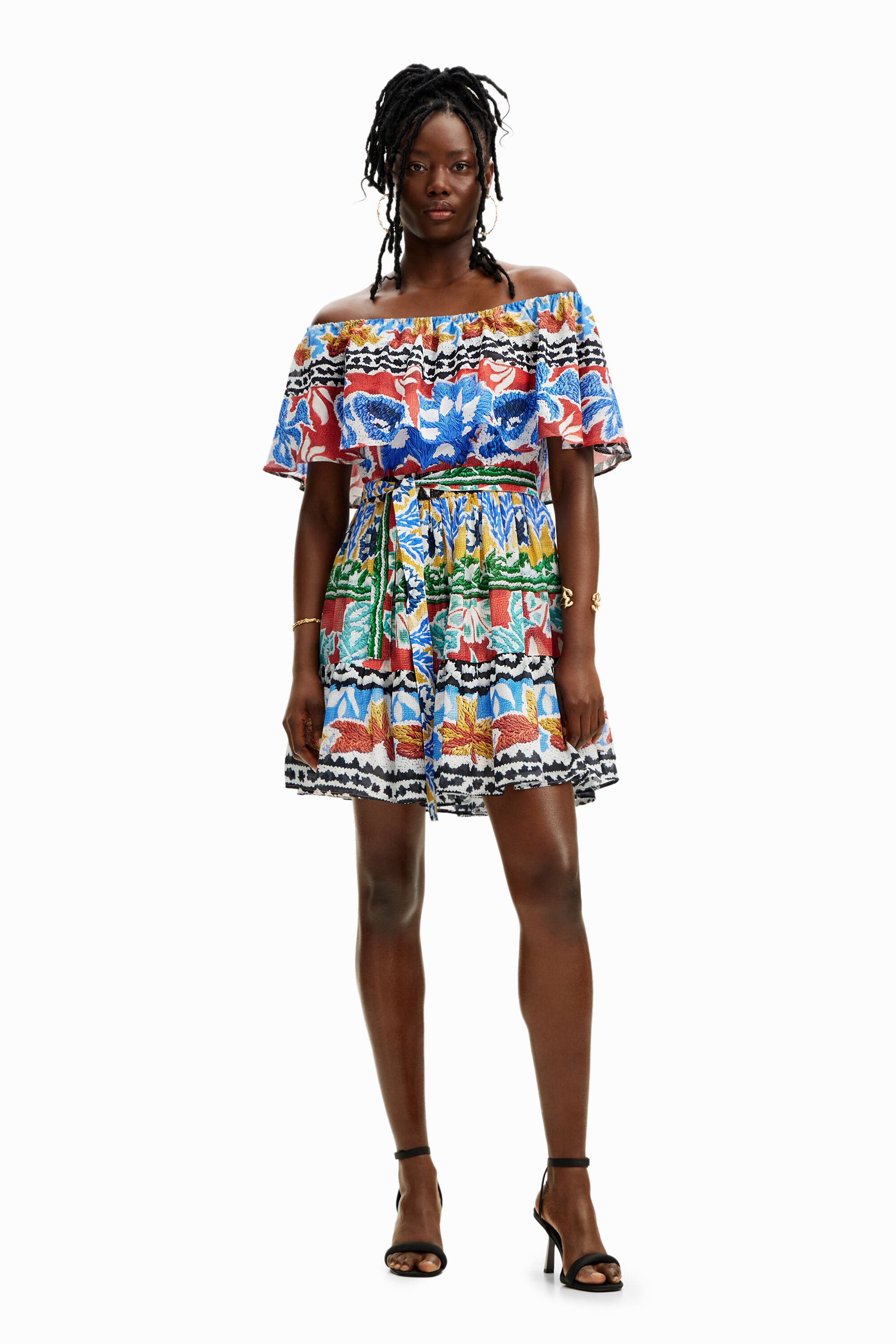 Shop Desigual Stella Jean Ethnic Short Dress In Material Finishes