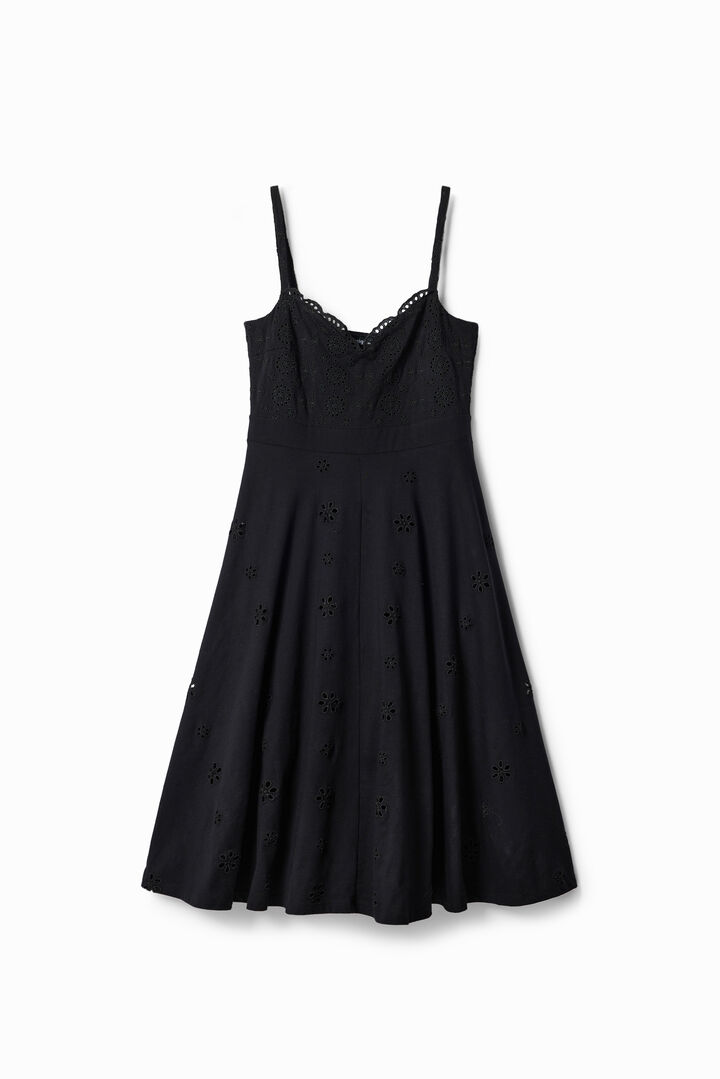 Vestit midi brodat suís | Desigual