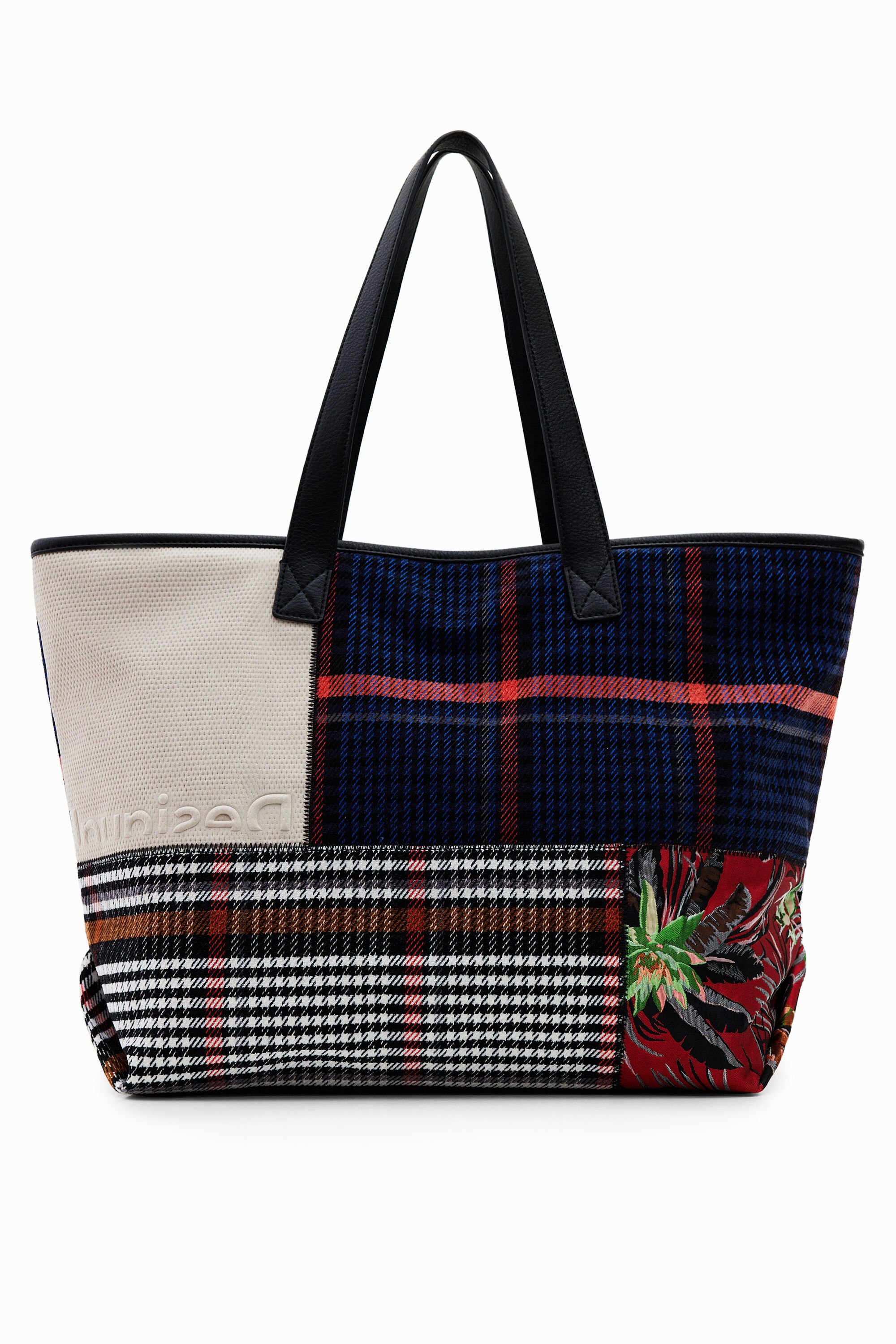 Tartan patchwork shopper bag Desigual