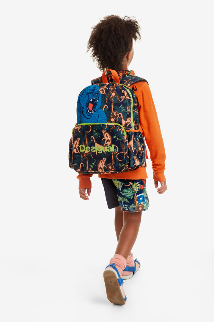 All-over Monkey Print Backpack Snorkel | Desigual