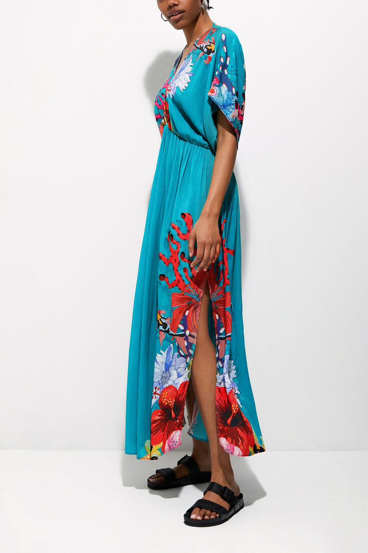 Maxi vestido corales sostenible | Desigual