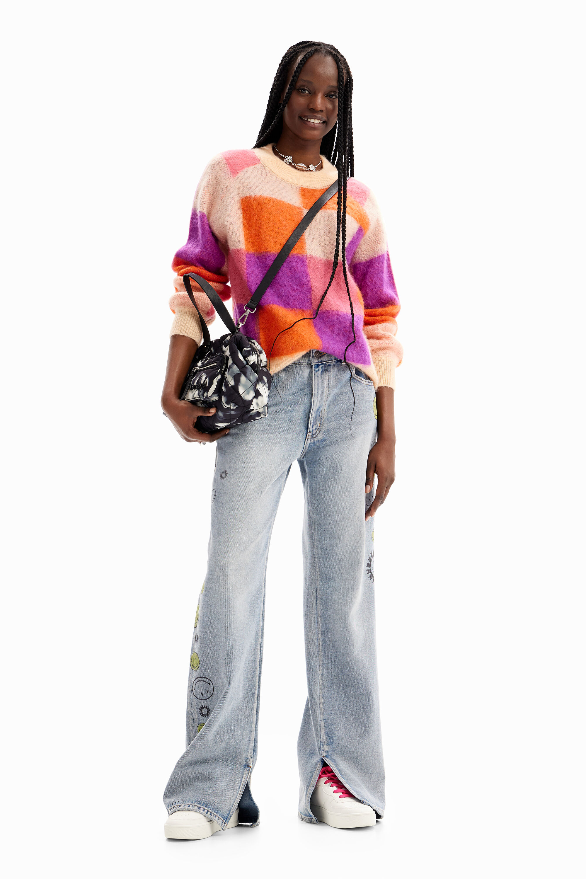 Check jacquard pullover