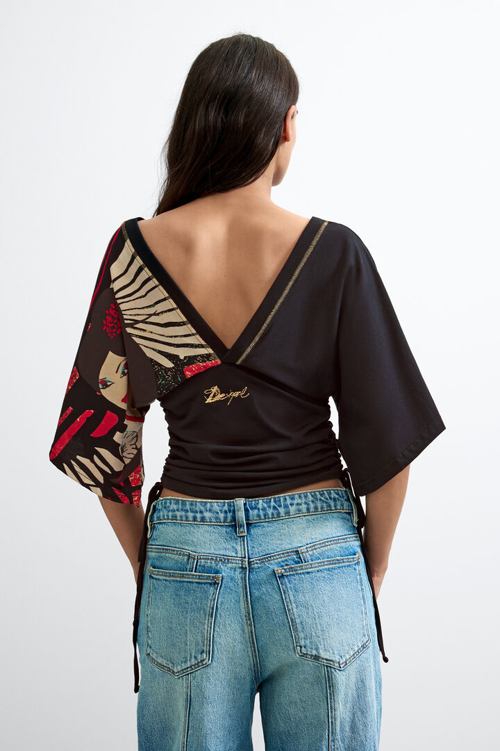 Vintage Printed V-Neck T-Shirt