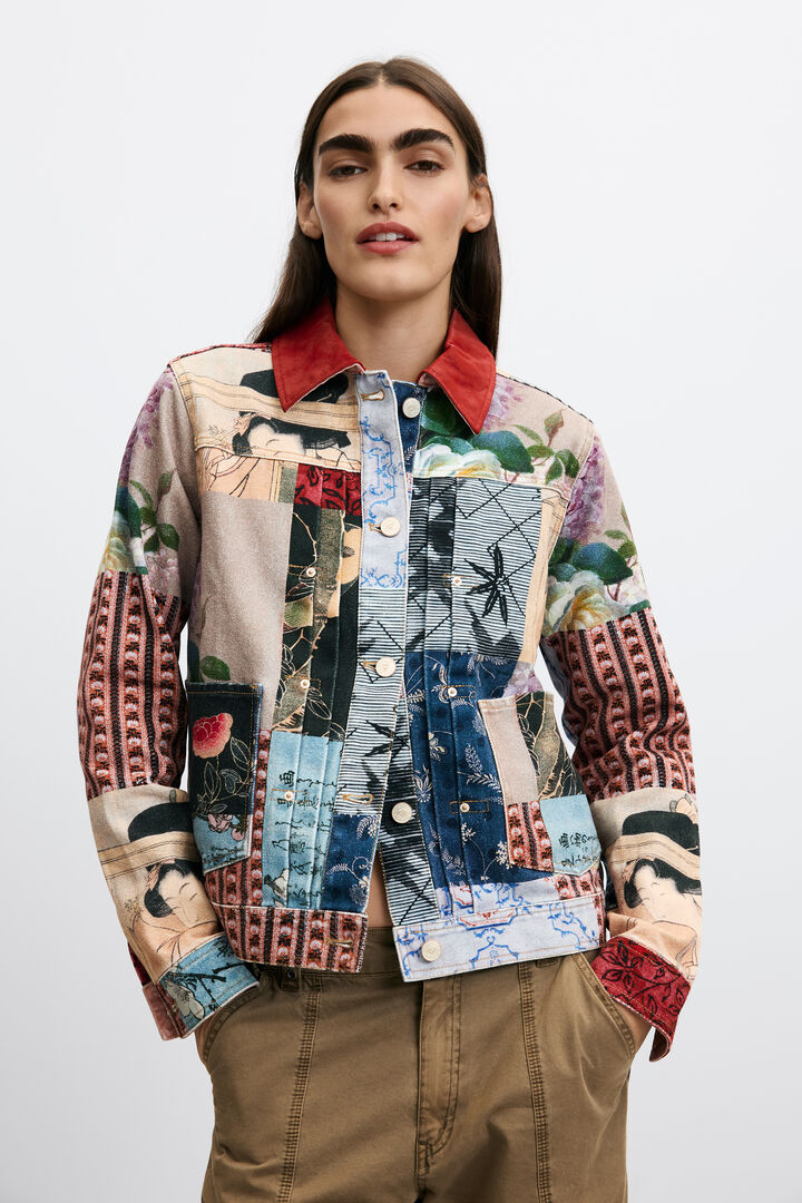 giacca regular patchwork in cotone