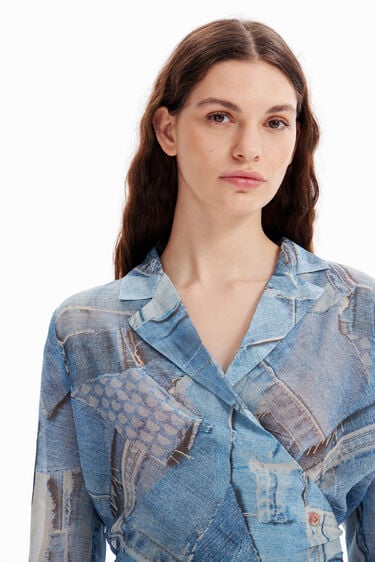 Denim patchwork wrap blouse | Desigual