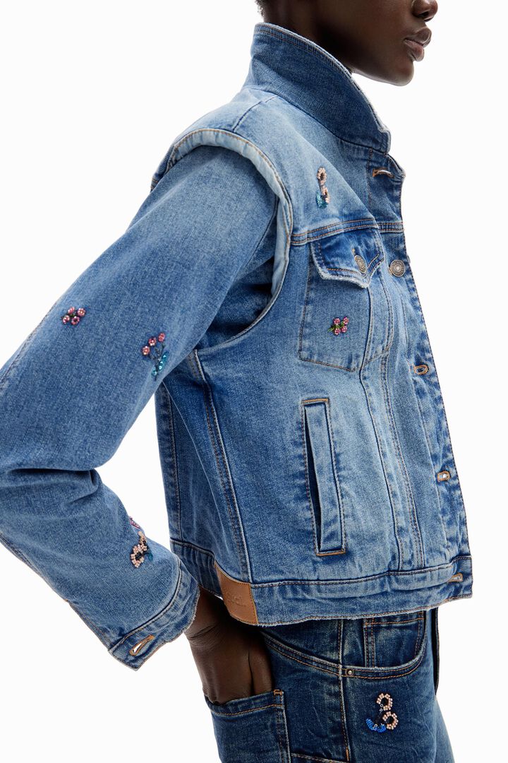 Floral denim trucker jacket | Desigual