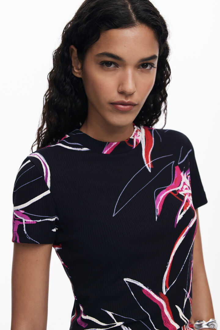 抽象的な花柄のTシャツ | Desigual