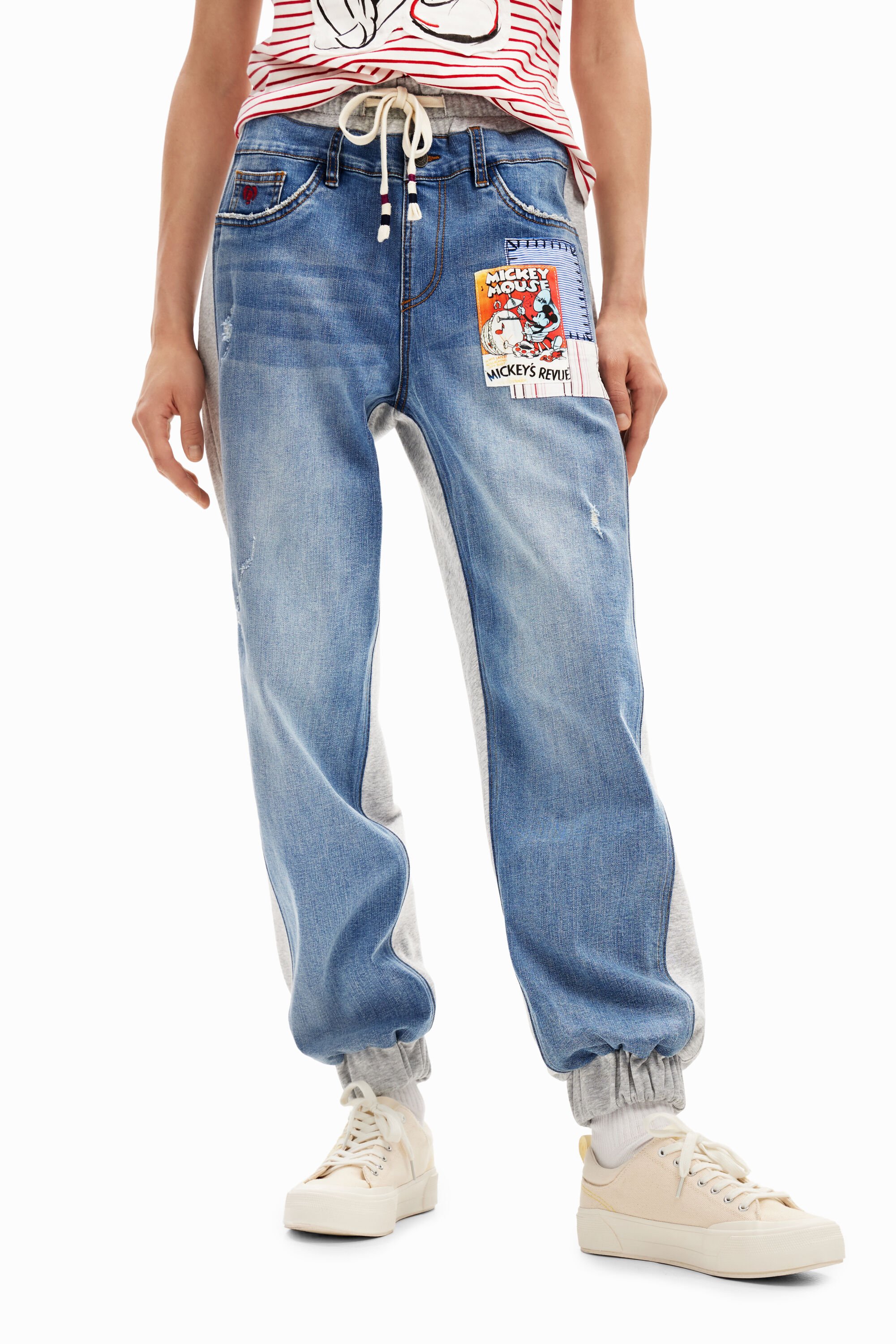 Shop Desigual Mickey Mouse Jogger Jeans In Blue