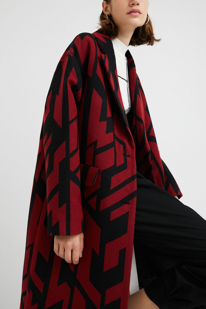Oversized straight geometric coat | Desigual