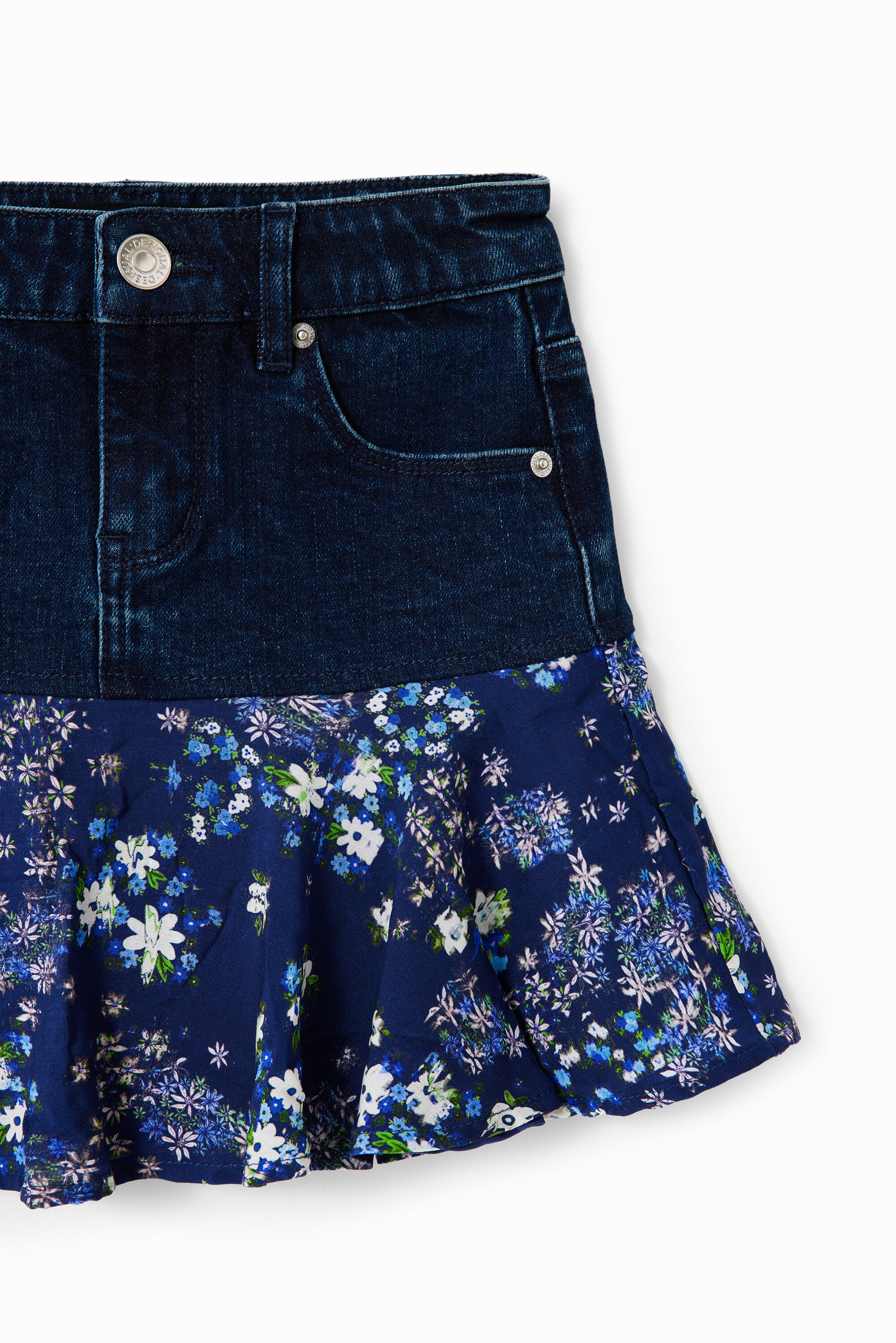 Denim skirt with flowers 2025