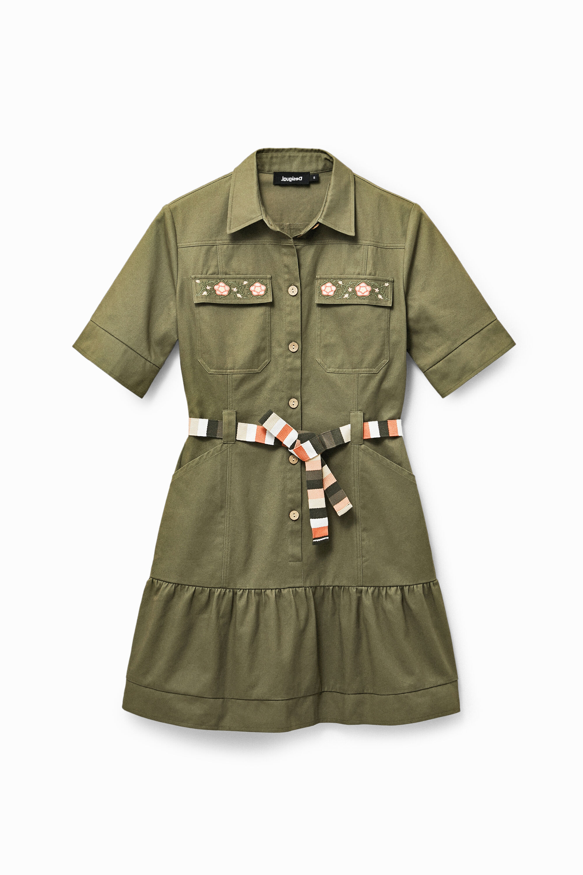 Khakifarbenes Hemdblusenkleid