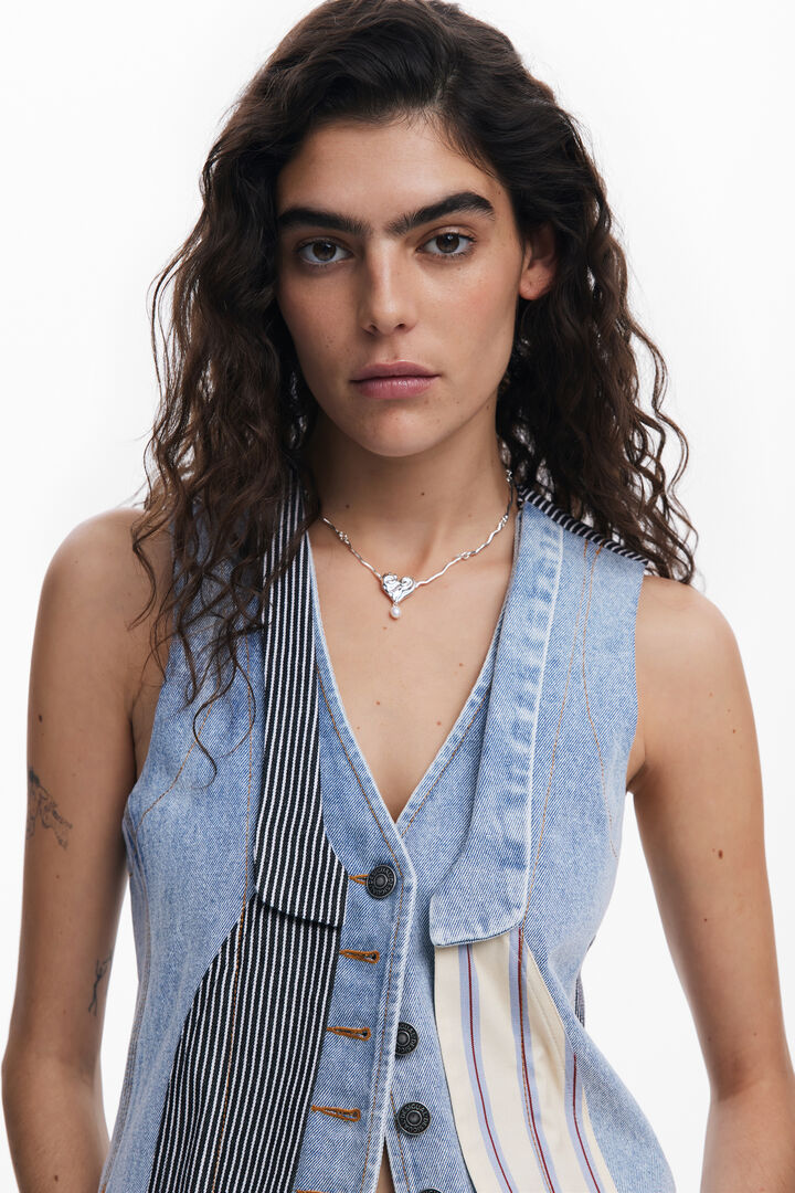 パッチワークデニムベスト | Desigual