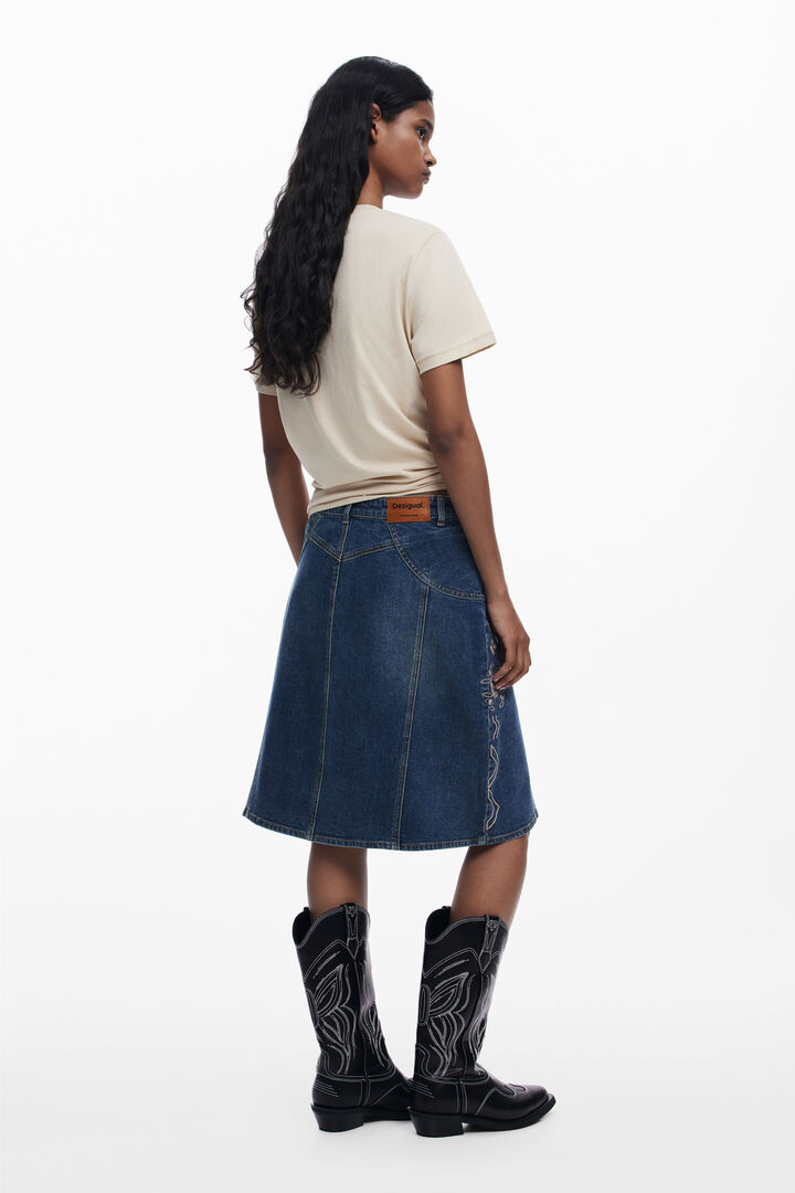 Jupe en denim brodée | Desigual