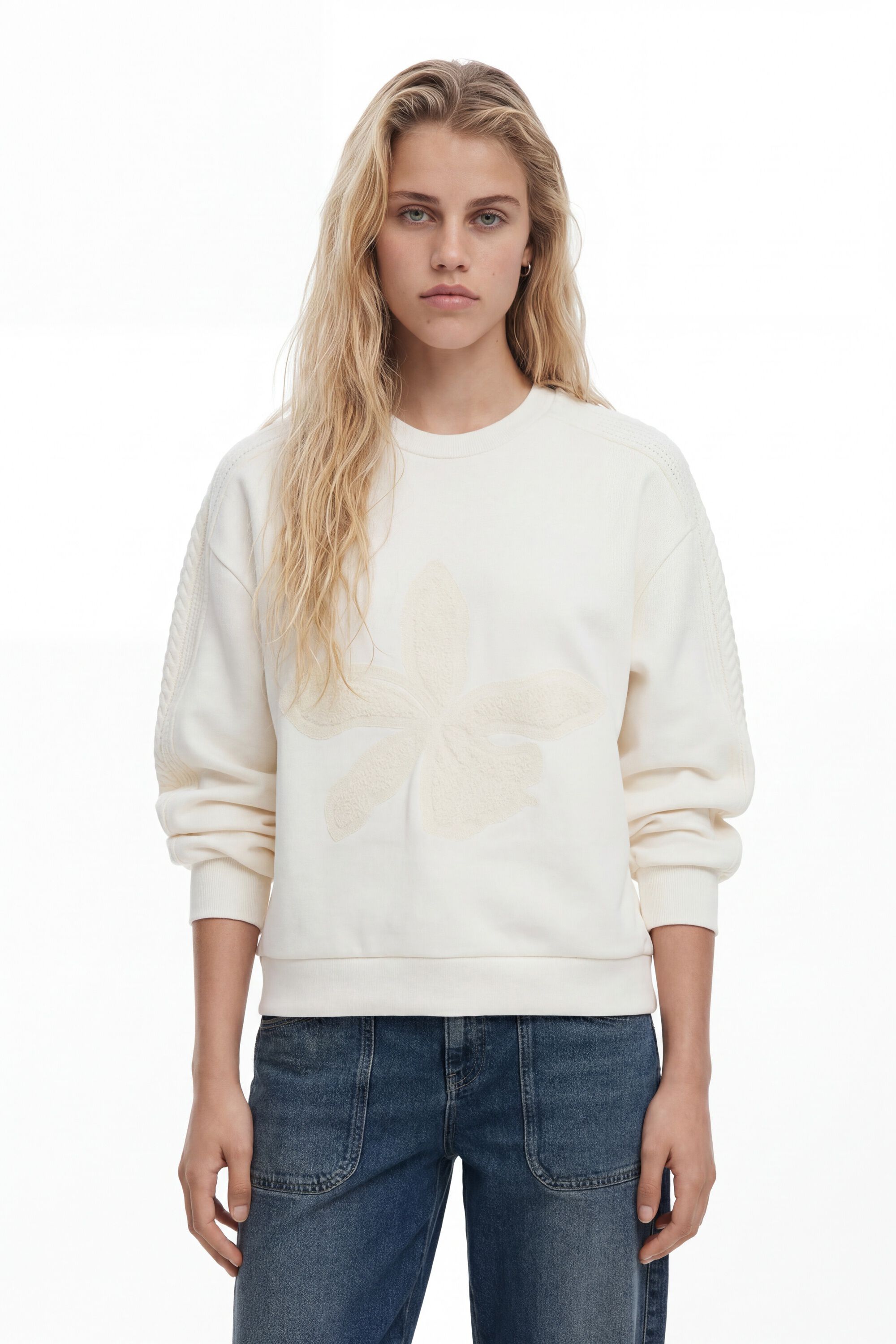 Sudadera flor - WHITE - XXL