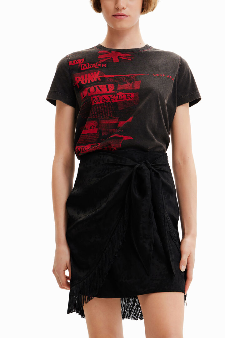 Washed-effect newspaper T-shirt | Desigual