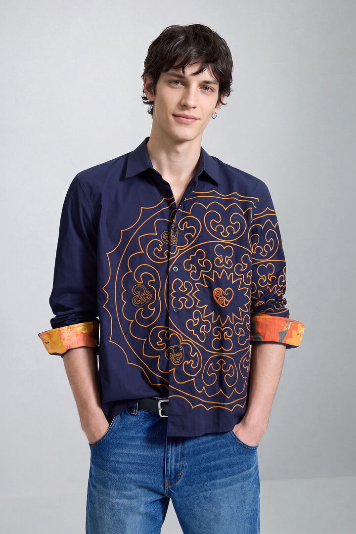 long-sleeve printed shirt