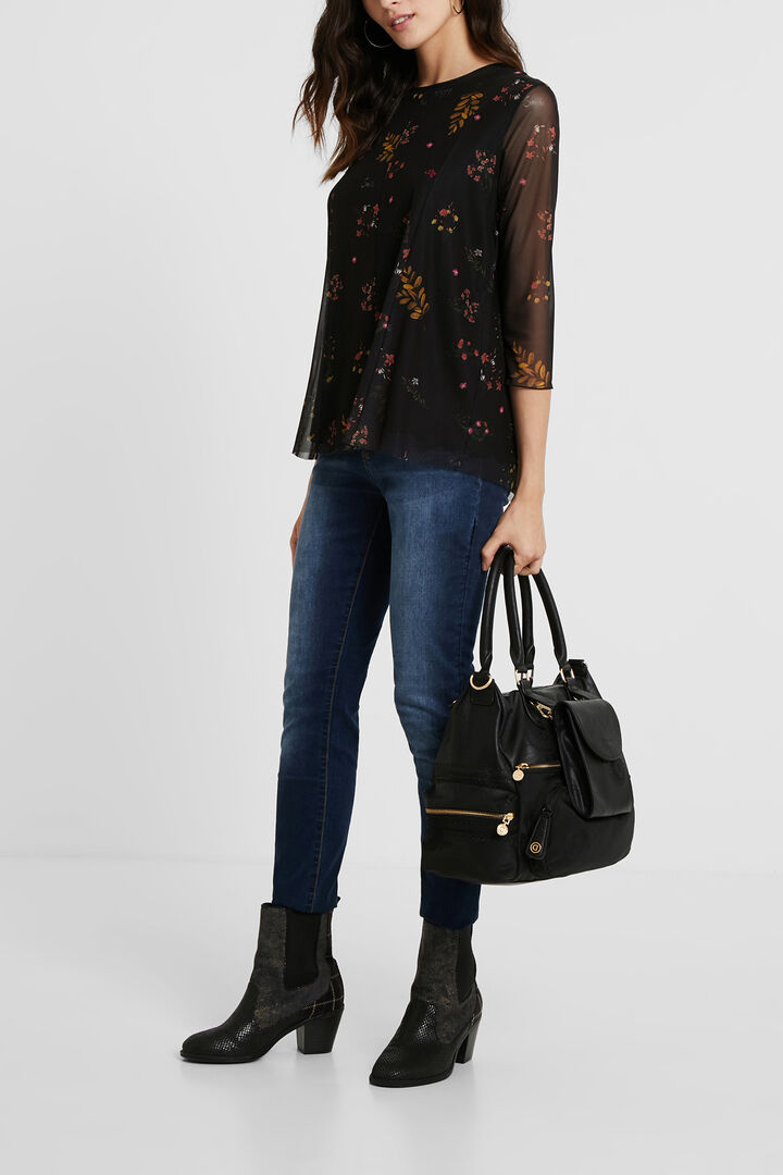 Floral T-shirt tulle sleeves | Desigual