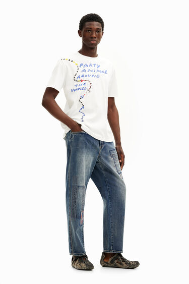 Short-sleeved Arty party animal t-shirt. | Desigual