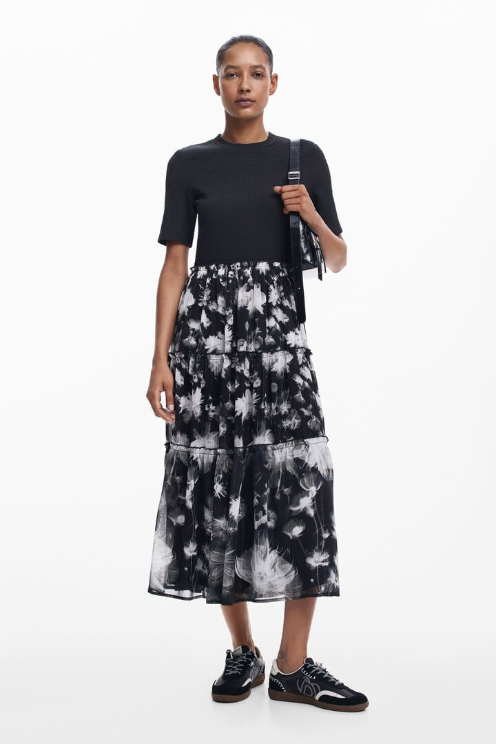 Vestido midi combinado