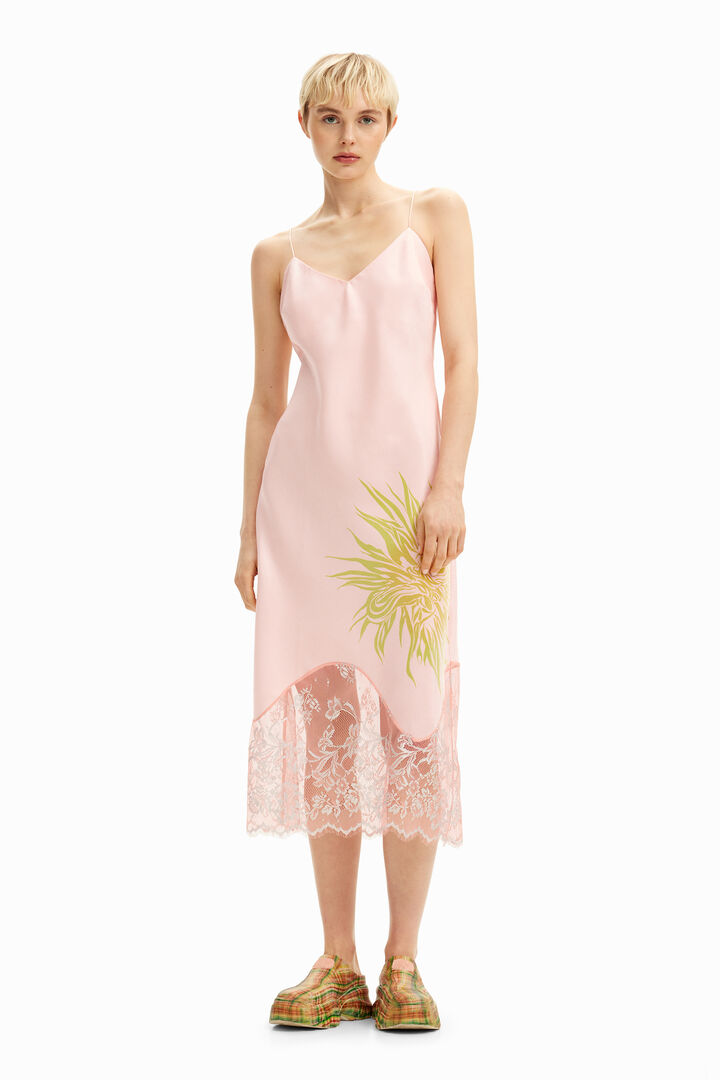 Robe à bretelles en satin au design tribal Collina Strada | Desigual