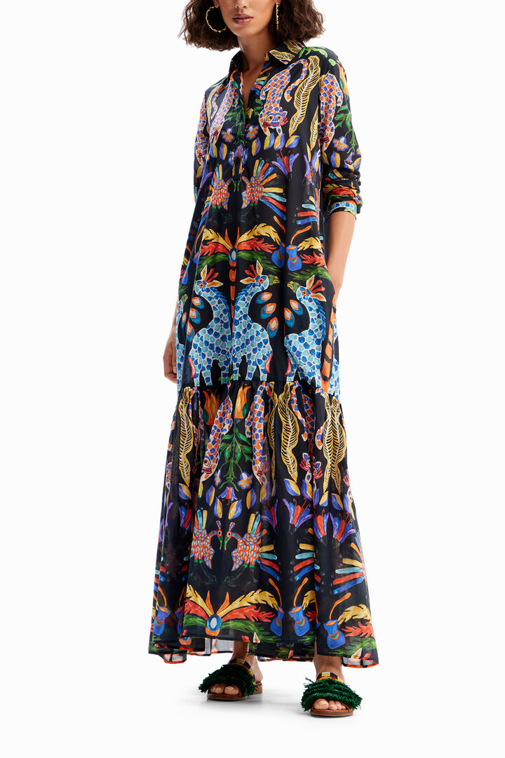 Vestido maxi camisero Stella Jean | Desigual