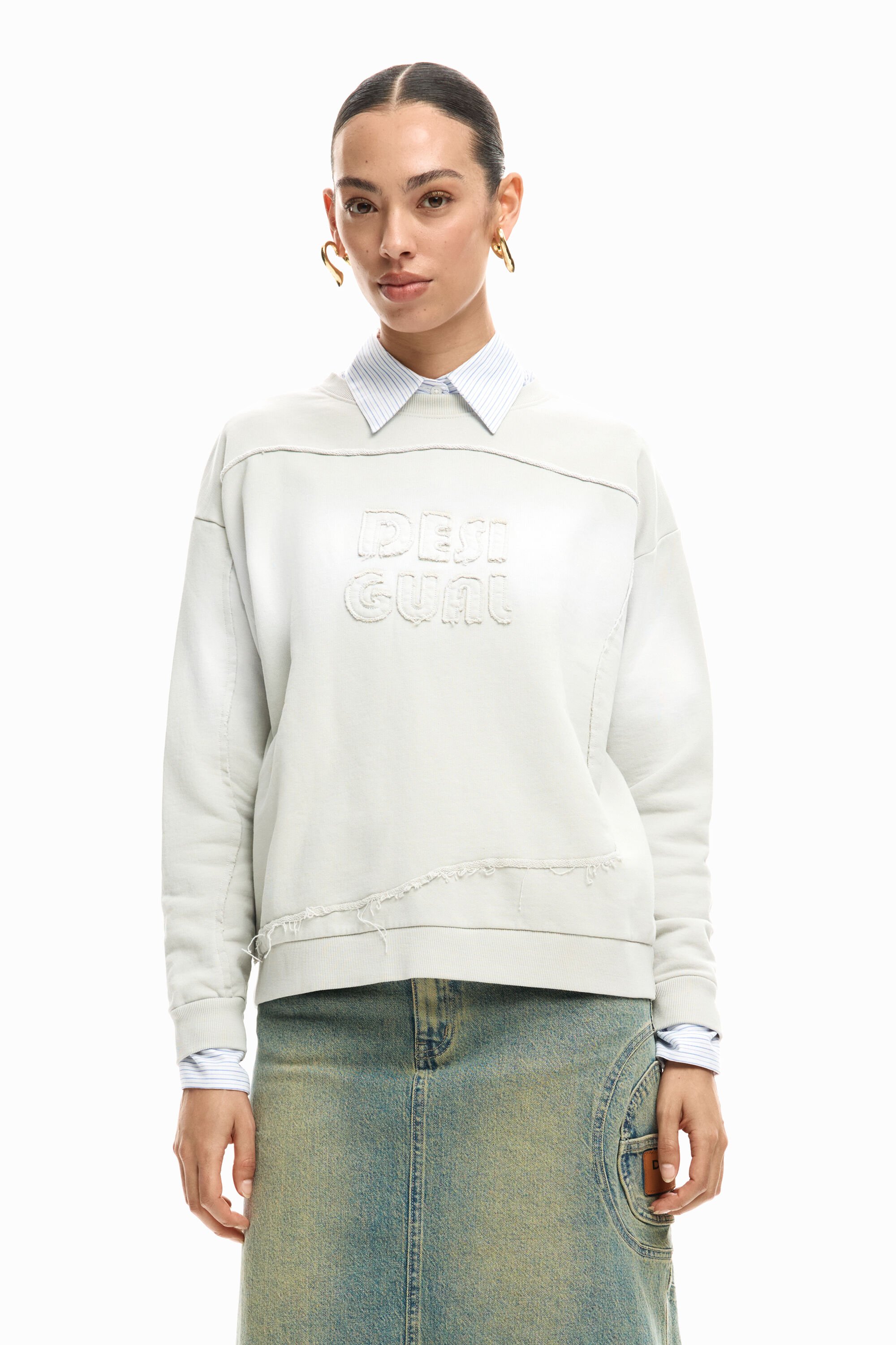 Desigual Sweatshirt met vervaagd logo - WHITE