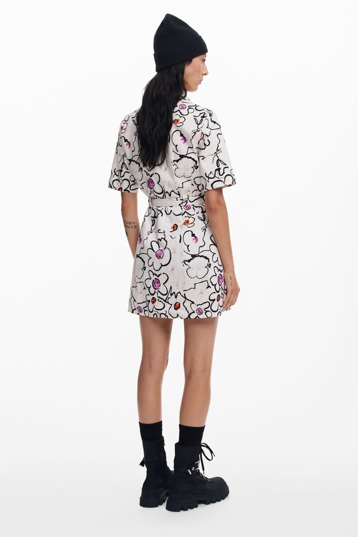 Dress with drawn flowers | Desigual